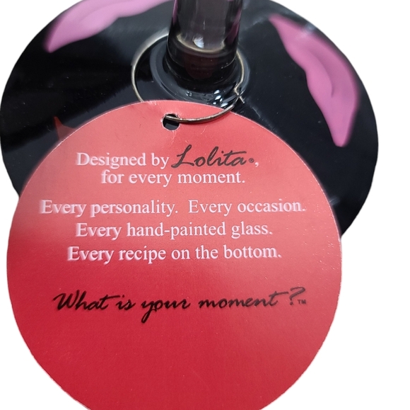 LOLITA NWT "Flirtini" Hand Painted Martini Glass With Recipe On Bottom 7 Oz. - Picture 7 of 11